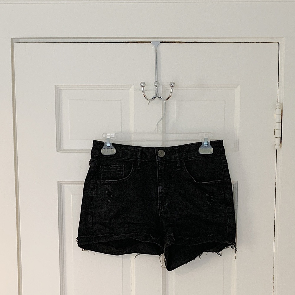 Black High-Waisted Jean Shorts
